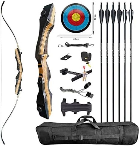 Wooden Takedown Recurve Bow 62" Right Handed for Outdoor Training Practice Recurve Bow for Adult & Youth Beginner in Kuwait