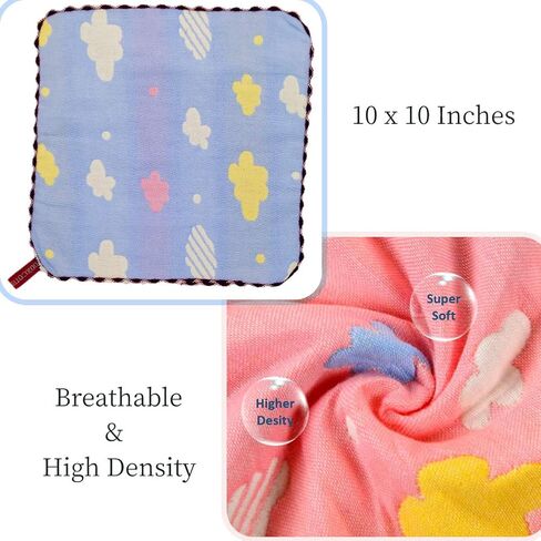 Muslin Baby Washcloths, Organic Muslin Cotton Face Towels, Natural Cotton Wipes for Newborn Sensitive Skin, Soft Bath Washcloths for Boys or Girls, 10 Pack, Christmas Gift in Kuwait
