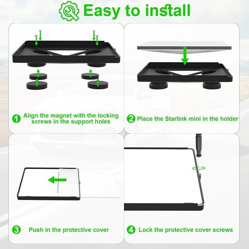 Starlink Mini Mount,Flat Starlink Mini Magnet Roof Car Mount,Quick-Release,Magnet Shield Mounting Kit/Accessories Suitable for RV, Van, Boat, Yacht, Truck(Black) in Saudi Arabia