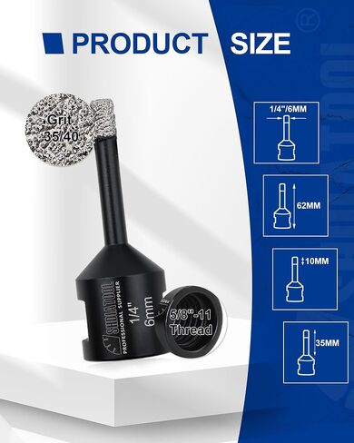 SHDIATOOL Diamond Core Drill Bits 1-3/8 Inch for Porcelain Ceramic Tile Marble Brick Vacuum Brazed Hole Saw 35mm in Saudi Arabia