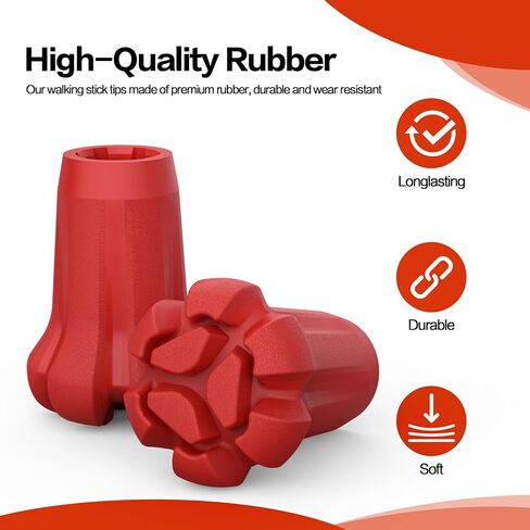 Generic 4 Pack Hiking Pole Tips, Rubber, Wear Tear Resistant, for Trekking Poles, Walking Sticks, Hiking Canes in Saudi Arabia