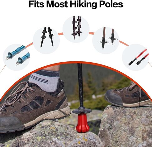 Generic 4 Pack Hiking Pole Tips, Rubber, Wear Tear Resistant, for Trekking Poles, Walking Sticks, Hiking Canes in Saudi Arabia