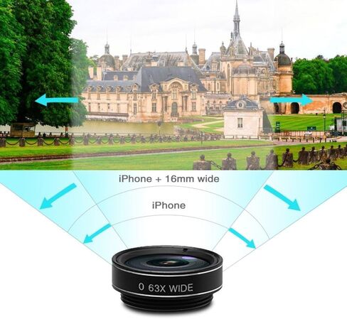 5 in 1 Phone Camera Lens Kit, 2X Optical Zoom Telephoto Lens & 198° Fisheye Lens & 0.63x Wide Angle Lens & 15x Macro Lens & CPL Lens for iPhone, Samsung and More in Saudi Arabia