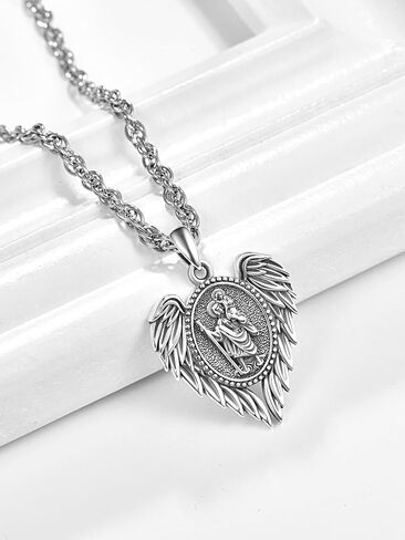925 Sterling Silver Cross Crucifix Pendant Necklace for Men Women Saint Medal Christian Religious Necklace for Men in Saudi Arabia