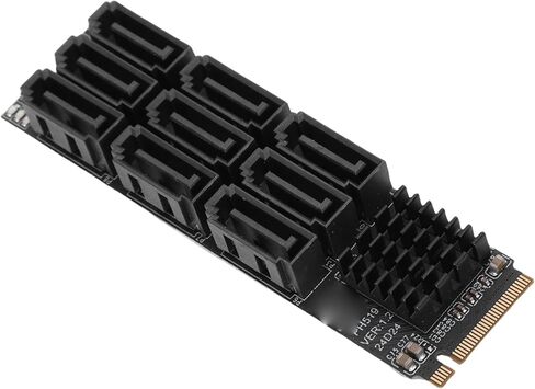 GOWENIC M.2 to Serial ATA 3.0 Adapter, 9 Port 3.0 Converter Hard Drive Extension Card with Heatsink, for SSDs and 3.5 Inch Drives on Limited Port Motherboards in Saudi Arabia