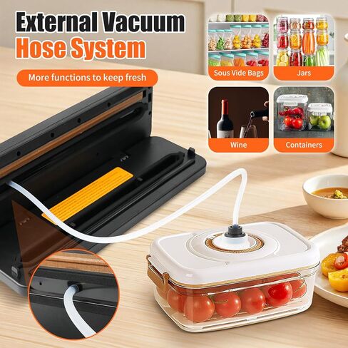 Vacuum Sealer for Food, Automatic Food Vacuum Sealer Machine, Precision Suction Power Compact 6-in-1 Food Sealer, Dry & Moist Modes with 50 Vacuum Bags and Air Suction Hose (Silver) in Saudi Arabia