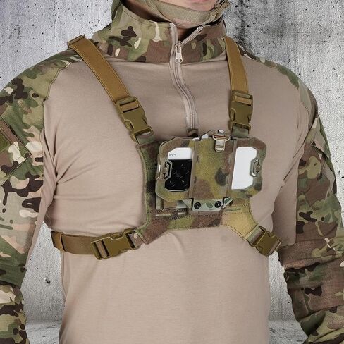 سترة تلاعب الصدر للهاتف التكتيكي 500D نايلون مول متوافق مع حامل اللوحة مع حامل الهاتف، حزام قابل للتعديل in Kuwait