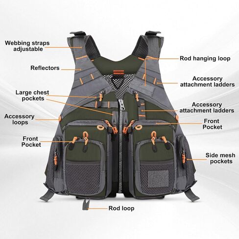 Fly Fishing Vest Oxford Cloth Adjustable Strap Breathable Multi Pockets Utility Fishing Vest for Men and Women in Saudi Arabia