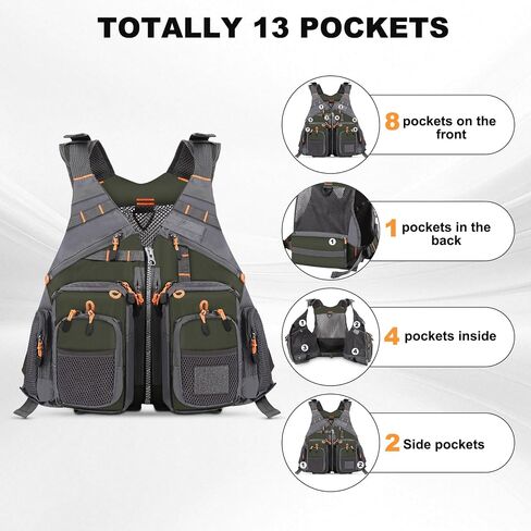 Fly Fishing Vest Oxford Cloth Adjustable Strap Breathable Multi Pockets Utility Fishing Vest for Men and Women in Saudi Arabia