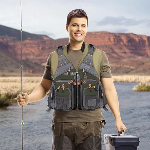 Fly Fishing Vest Oxford Cloth Adjustable Strap Breathable Multi Pockets Utility Fishing Vest for Men and Women in Saudi Arabia
