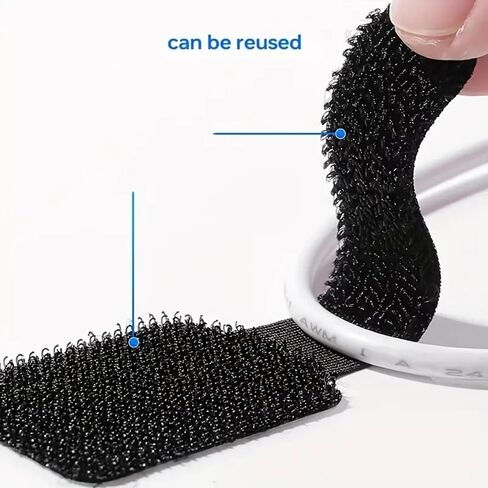 10 Pack Hook and Loop Cable Ties with Adhesive Back, Reusable Cord Organizer Straps for Wires, Cables, Home & Office Use (Black) in Saudi Arabia