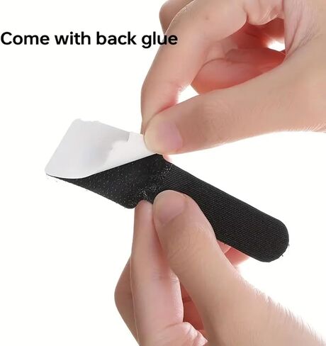 10 Pack Hook and Loop Cable Ties with Adhesive Back, Reusable Cord Organizer Straps for Wires, Cables, Home & Office Use (Black) in Saudi Arabia