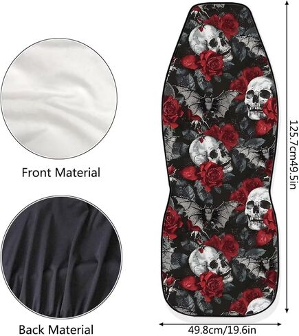 Gothic Skull Car Seat Covers Highback Bucket Seat Cover Universal Front Bucket Seat Cover,2pcs Universal Fit, Halloween Bat Auto Accessories in Saudi Arabia