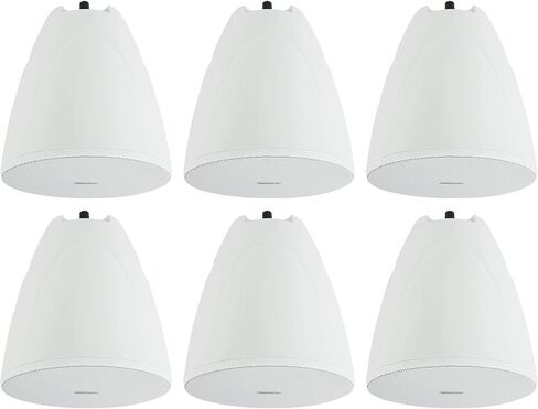 Rockville PEN-65T White 6.5" 70V/100V/8-Ohm Hanging Pendant Speakers, Crisp Audio, Simple Setup, Sturdy Design, Perfect for Offices and Cafes (6 Item) in Saudi Arabia