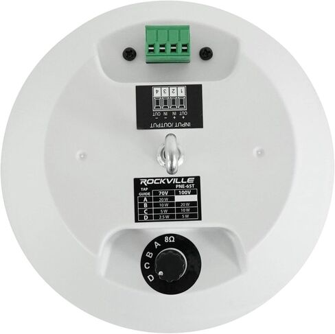 Rockville PEN-65T White 6.5" 70V/100V/8-Ohm Hanging Pendant Speakers, Crisp Audio, Simple Setup, Sturdy Design, Perfect for Offices and Cafes (6 Item) in Saudi Arabia