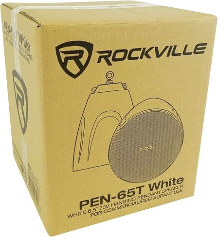 Rockville PEN-65T White 6.5" 70V/100V/8-Ohm Hanging Pendant Speakers, Crisp Audio, Simple Setup, Sturdy Design, Perfect for Offices and Cafes (6 Item) in Saudi Arabia