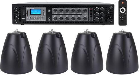 Rockville Bundle: (1) RCS180-6 180 Watt 6 Zone 70v Commercial/Restaurant Amplifier/Bluetooth+(4) PEN-65T Black 6.5" 70V Hanging Pendant Speaker Commercial/Restaurant (5 Item) in Saudi Arabia