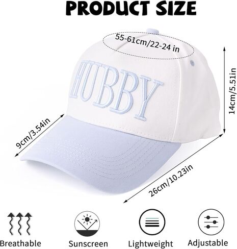 Wifey Hat, Wifey Embroidered Hat Adjustable Couples Baseball Cap for Wedding Anniversary Engagement Mr & Mrs Gifts for Women (White, Blue) in Saudi Arabia