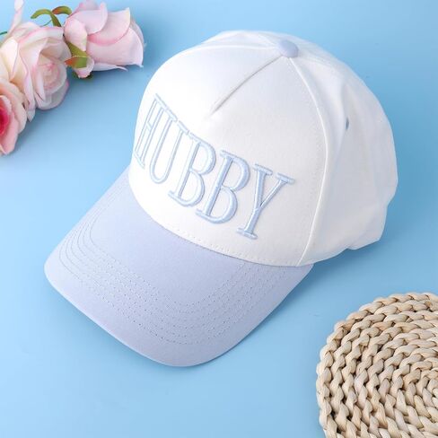 Wifey Hat, Wifey Embroidered Hat Adjustable Couples Baseball Cap for Wedding Anniversary Engagement Mr & Mrs Gifts for Women (White, Blue) in Saudi Arabia