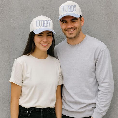 Wifey Hat, Wifey Embroidered Hat Adjustable Couples Baseball Cap for Wedding Anniversary Engagement Mr & Mrs Gifts for Women (White, Blue) in Saudi Arabia