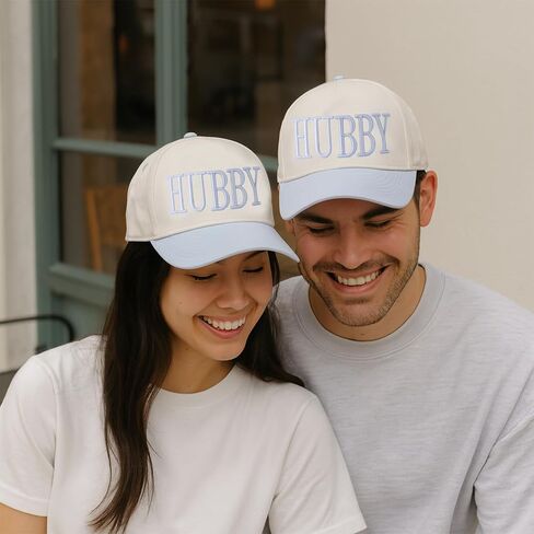 Wifey Hat, Wifey Embroidered Hat Adjustable Couples Baseball Cap for Wedding Anniversary Engagement Mr & Mrs Gifts for Women (White, Blue) in Saudi Arabia