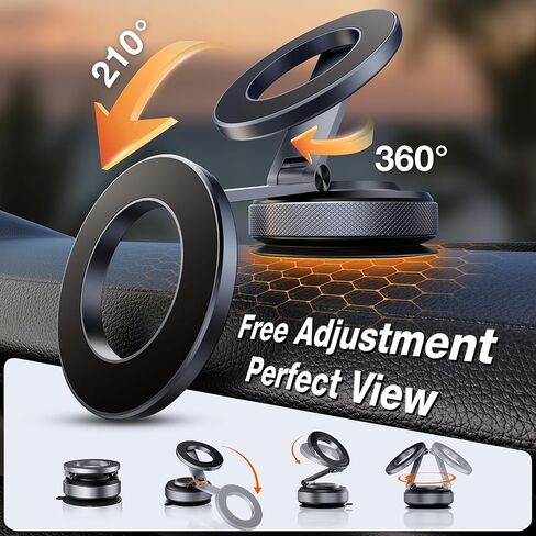 Magnetic Phone Holder for Car, Aerospace Aluminum iPhone Mount with 3200gf Magnet & 80LBS Vacuum Suction, 360° Adjustable Dashboard Mount Compatible with MagSafe iPhone 17 Pro Max/16/15/14/13 in Saudi Arabia