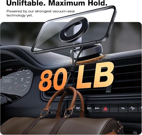 Magnetic Phone Holder for Car, Aerospace Aluminum iPhone Mount with 3200gf Magnet & 80LBS Vacuum Suction, 360° Adjustable Dashboard Mount Compatible with MagSafe iPhone 17 Pro Max/16/15/14/13 in Saudi Arabia