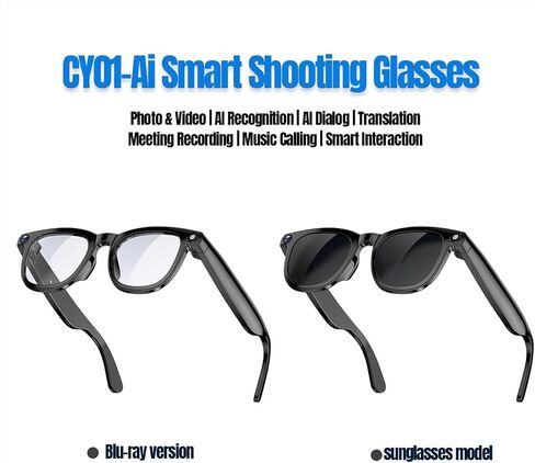AI Smart Glasses with HD Camera,AI Real-Time Translation, Bluetooth 5.3 Audio for Photos & Videos, Assistant Conversation, Suitable for Vlogging,Cycling, Hiking Travel, Business in Saudi Arabia