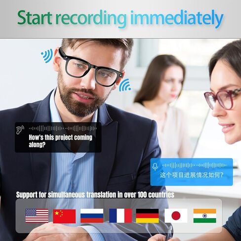 AI Smart Glasses with HD Camera,AI Real-Time Translation, Bluetooth 5.3 Audio for Photos & Videos, Assistant Conversation, Suitable for Vlogging,Cycling, Hiking Travel, Business in Saudi Arabia