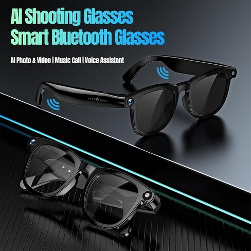 AI Smart Glasses with HD Camera,AI Real-Time Translation, Bluetooth 5.3 Audio for Photos & Videos, Assistant Conversation, Suitable for Vlogging,Cycling, Hiking Travel, Business in Saudi Arabia