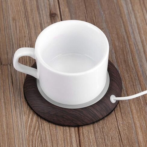 Generic USB Coffee Mug Warmer, Walnut Wood and Metal, 5V USB,for Most Stainless Steel Cup, Feeding Bottle, Ceramic Cup, Glass Coffee Warmer Mug Your Computer, Desktop, (Deep Walnut Grain) in Saudi Arabia