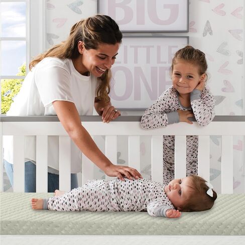 Delta Children Summer Breeze Mattress - Breathable Baby Crib & Toddler Mattress with Cloud Core - Machine Washable Cover - GREENGUARD Gold – Waterproof - Sustainably Sourced Core, Apricot/White in Saudi Arabia