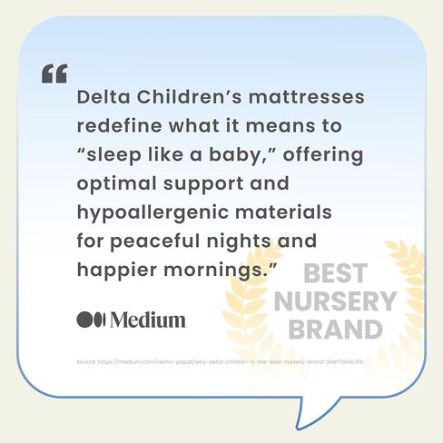 Delta Children Summer Breeze Mattress - Breathable Baby Crib & Toddler Mattress with Cloud Core - Machine Washable Cover - GREENGUARD Gold – Waterproof - Sustainably Sourced Core, Apricot/White in Saudi Arabia