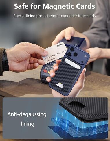 TopMade for Magsafe Wallet, Magnetic Card Holder for iPhone 17/16/15/14/13/12 Series, Strongest Magnetic Phone Wallet Stand Adjustable, 5 Cards Holder, RFID Blocking, ID Window, Black Carbon Fiber in Saudi Arabia