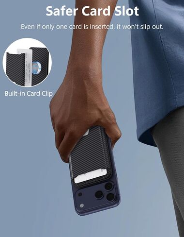 TopMade for Magsafe Wallet, Magnetic Card Holder for iPhone 17/16/15/14/13/12 Series, Strongest Magnetic Phone Wallet Stand Adjustable, 5 Cards Holder, RFID Blocking, ID Window, Black Carbon Fiber in Saudi Arabia
