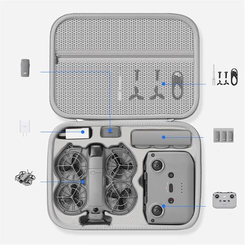 Carrying Case for DJI Neo 2 Fly More Combo, Waterproof Protection Bag Travel Case with Shoulder Strap for NEO 2 Drone and RC-N3 Remote Accessories Organizer in Saudi Arabia