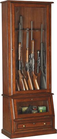 American Furniture Classics 12-Gun Cabinet with Slanted Display Base, Brown Cherry in Saudi Arabia