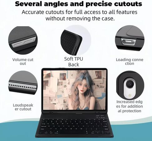 حافظة لوحة مفاتيح لجهاز iPad (A16) الجيل الحادي عشر/العاشر، 11 بوصة/10.9 بوصة iPad (2025/2022) حافظة كمبيوتر لوحي مع فتحة قلم ولوحة مفاتيح وماوس قابلة للفصل. (أسود) in Kuwait