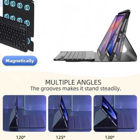 حافظة لوحة مفاتيح لجهاز iPad (A16) الجيل الحادي عشر/العاشر، 11 بوصة/10.9 بوصة iPad (2025/2022) حافظة كمبيوتر لوحي مع فتحة قلم ولوحة مفاتيح وماوس قابلة للفصل. (أسود) in Kuwait
