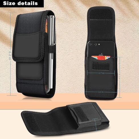 Phone Holster for Samsung Galaxy S4 mini A3 A5 2016 2017 phone holder for men belt Nylon Cell Phone Belt Clip Holster Carrying Case Pouch w Card Holder For iPhone5 6 7/8/SE 2022 12 13Mini Black in Saudi Arabia