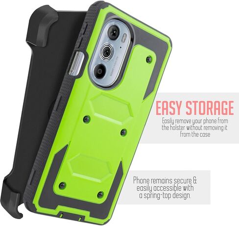 حافظة هاتف Motorola Edge 2022، Moto Edge 2022، غطاء عالي التحمل مع واقي شاشة مدمج وحزام دوار متين ومشبك بمسند (أخضر) in Kuwait