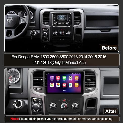 [4+64G] Car Stereo with Wireless Apple Carplay & Android Auto for Dodge RAM 1500 2500 3500 2013-2018(Only fit Manual AC) 9" Touchscreen Radio Upgrade w/AHD Camera,GPS Navigation,SWC,WiFi,FM,Bluetooth in Saudi Arabia