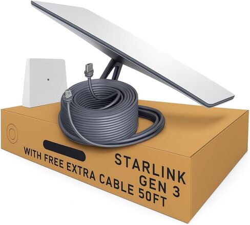 Starlink Gen 3 Standard Satellite Internet Setup – Advanced Dish + Wi-Fi 6 Router & 50FT Extension Cable – High-Speed, Low-Latency Connection in Saudi Arabia