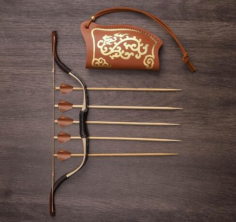 Pack of 1 Set Mini Traditional Recurve Bow and Arrow Small Bow Archery Supplies Outdoor Game， Creative Ornaments Decoration Bow in Saudi Arabia