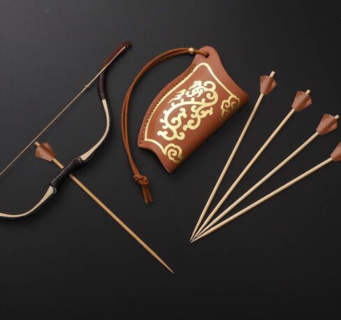 Pack of 1 Set Mini Traditional Recurve Bow and Arrow Small Bow Archery Supplies Outdoor Game， Creative Ornaments Decoration Bow in Saudi Arabia