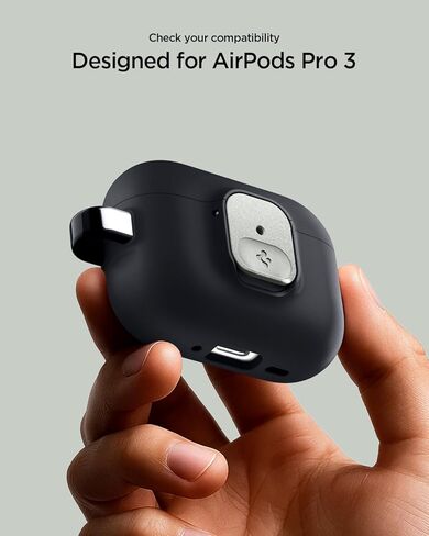 حافظة Spigen لـ AirPods Pro 3، Nano Pop متوافقة مع حافظة AirPods Pro الجيل الثالث (2025)، مشبك قفل آمن مدمج - أسود سمسم in Kuwait