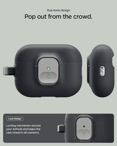 حافظة Spigen لـ AirPods Pro 3، Nano Pop متوافقة مع حافظة AirPods Pro الجيل الثالث (2025)، مشبك قفل آمن مدمج - أسود سمسم in Kuwait