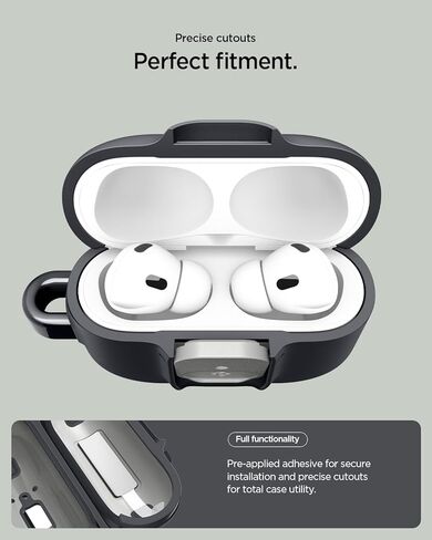 حافظة Spigen لـ AirPods Pro 3، Nano Pop متوافقة مع حافظة AirPods Pro الجيل الثالث (2025)، مشبك قفل آمن مدمج - أسود سمسم in Kuwait
