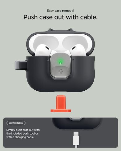 حافظة Spigen لـ AirPods Pro 3، Nano Pop متوافقة مع حافظة AirPods Pro الجيل الثالث (2025)، مشبك قفل آمن مدمج - أسود سمسم in Kuwait