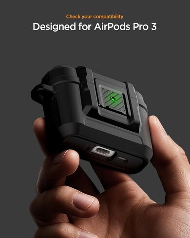 Spigen for AirPods Pro 3 Case, Lock Fit Compatible with AirPods Pro 3rd Generation Case (2025), One Touch Open with Secure Locking Clip - Matte Black in Saudi Arabia